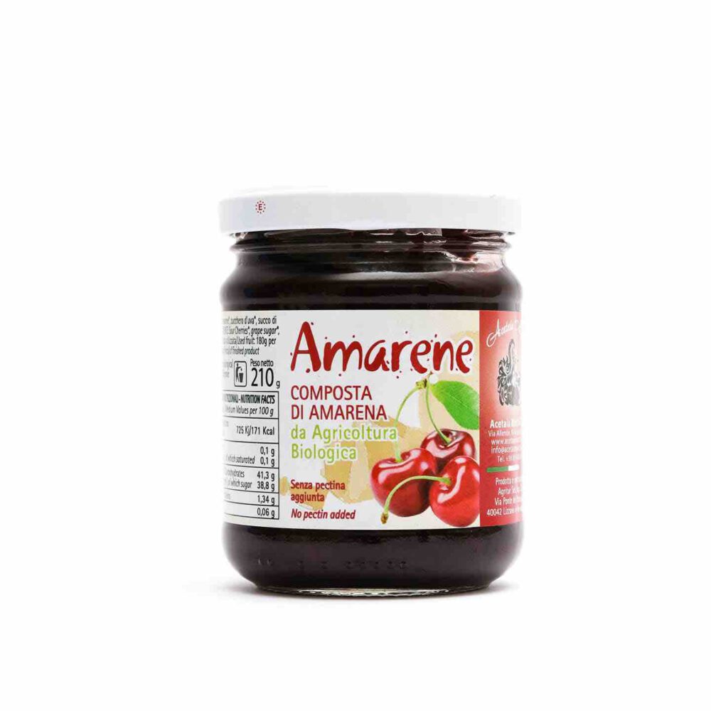 Bio-Amarena-Kirschen Kompott mit feinem Aroma der Frucht 210g